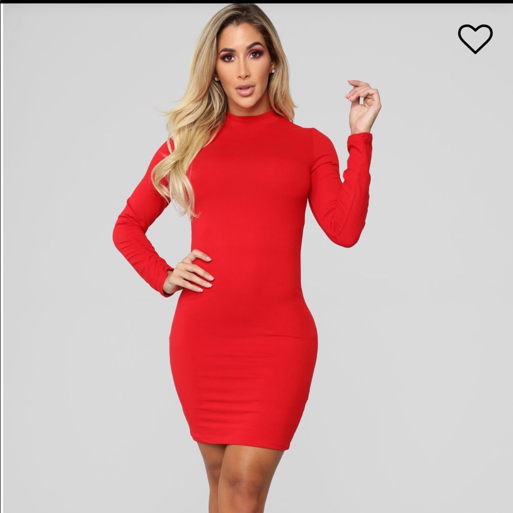 Red long sleeve dress